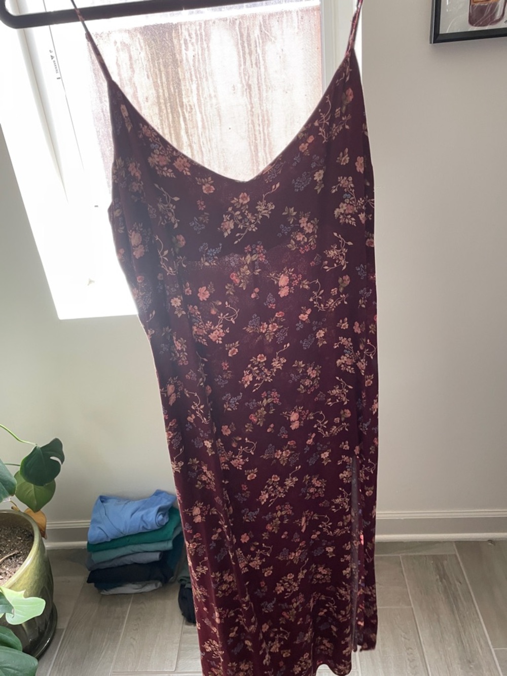 Reformation Burgundy Floral Slip